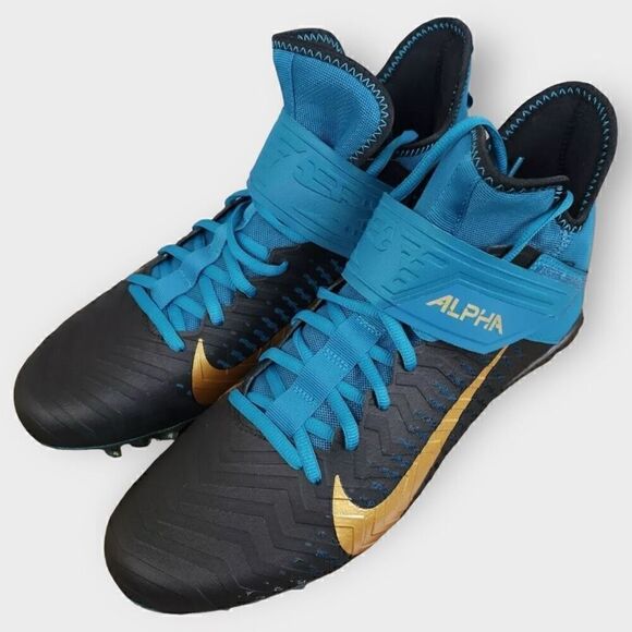 Nike Alpha Menace Pro 2 Football Cleats Teal Black Gold BV3945-403 Mens size 13 - Picture 4 of 8